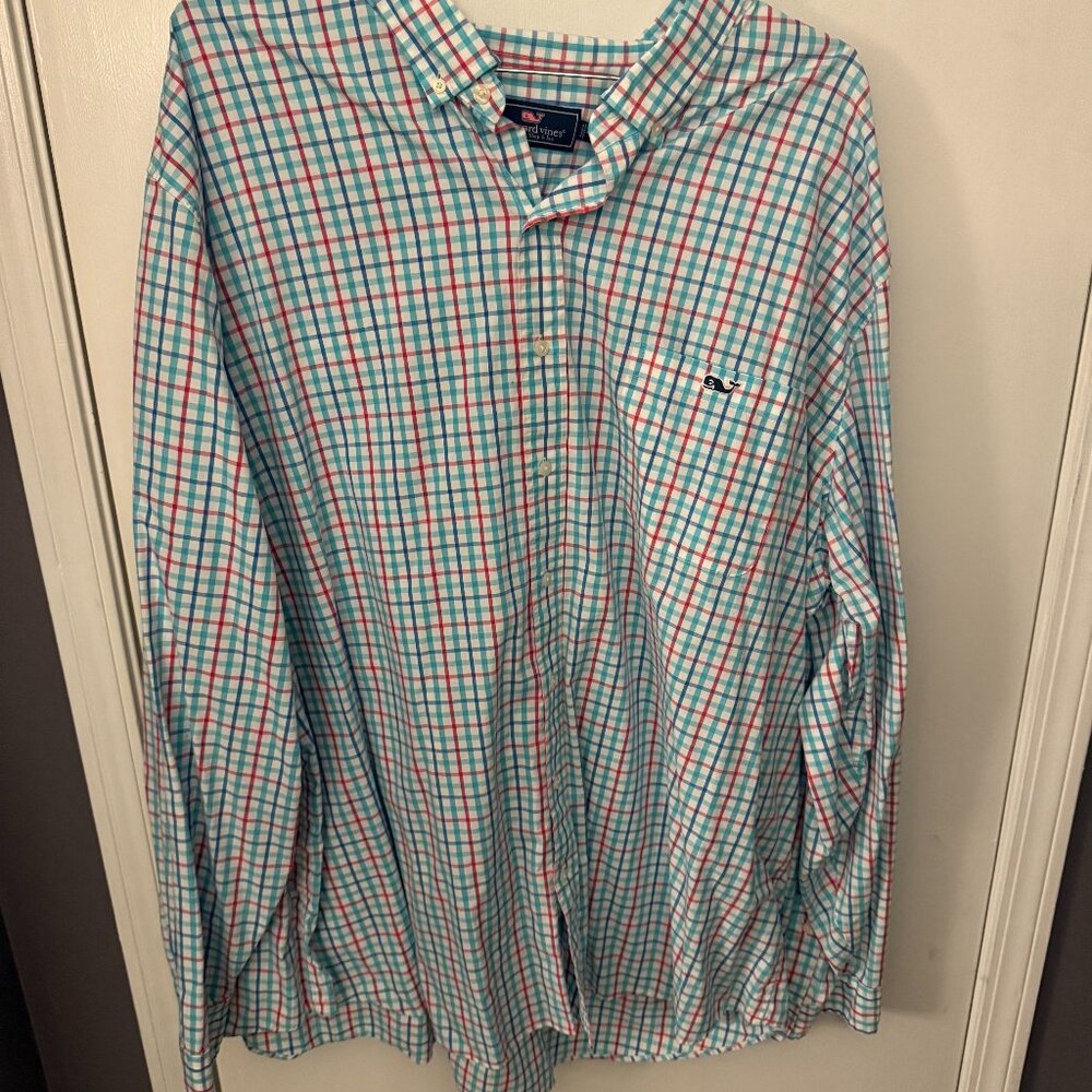 4XLT - Vineyard Vines - Pink/Green/White Gingham/Plaid Button up